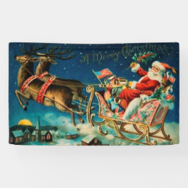 Lona Vintage Santa Claus Sleigh Navidades