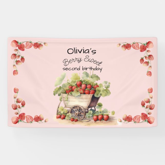 Lona Vintage Strawberry Berry Sweet Birthday Party (Horizontal)