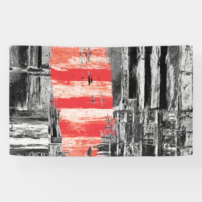 Lona Vinyl Banner, 3' x 5' – Red Pulse Abstract Design (Horizontal)
