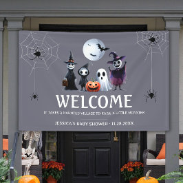 Lona Vinyl de Baby Shower Gray Monster Halloween