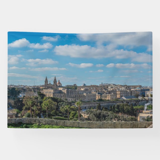 Lona Vista panorámica del casco antiguo de La Valeta en (Horizontal)
