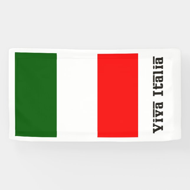 Lona Viva Italia y la bandera italiana (Horizontal)