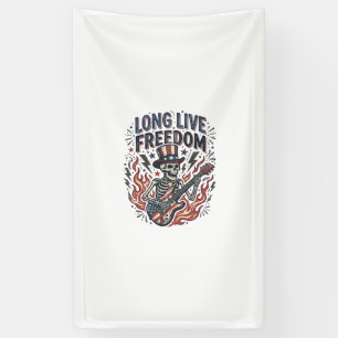 Lona Viva la Libertad Camiseta de Rocker Esqueleto Patr