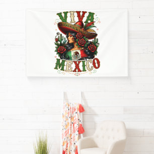 Lona Viva México Bandera Rosa Día de la Independencia d