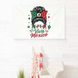 Lona Viva México Chica Bandera de México Patriótica Mex