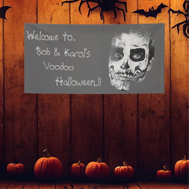 Lona Voodoo Sonríe Halloween (Voodoo Smile Halloween Party Banner)