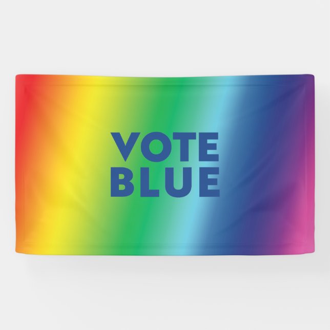 Lona Vota azul, letras azules de Biden orgullo lgbtq lg (Horizontal)