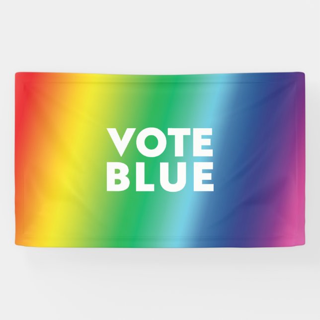 Lona Vota azul, letras blancas de Biden orgullo lgbtq l (Horizontal)