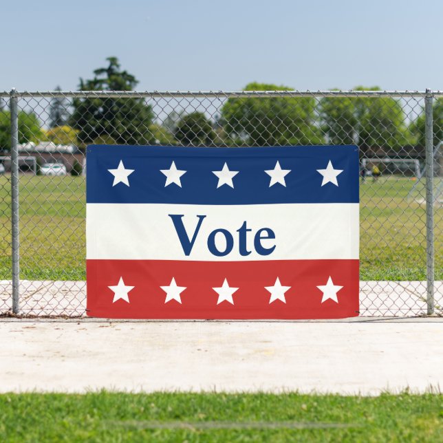 Lona Vota blanco rojo y azul con estrellas (in situ)