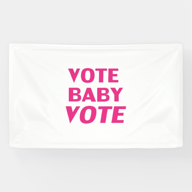 Lona Vota por bebé, rosa caliente, magenta, fucsia, bla (Horizontal)