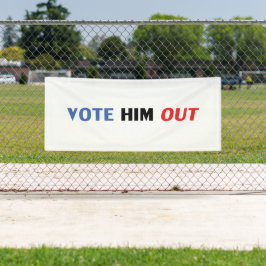 Lona Vota por él. Tipografía moderna en blanco y azul.