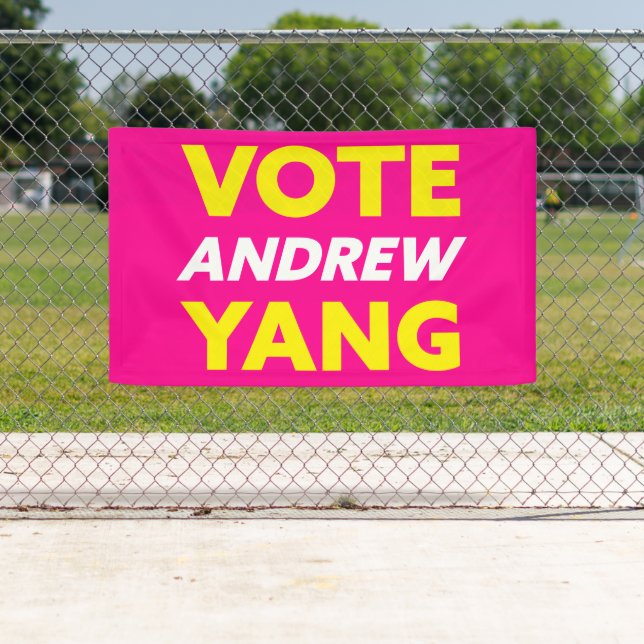 Lona Votar a Andrew Yang alcalde de Nueva York Magenta (In situ)