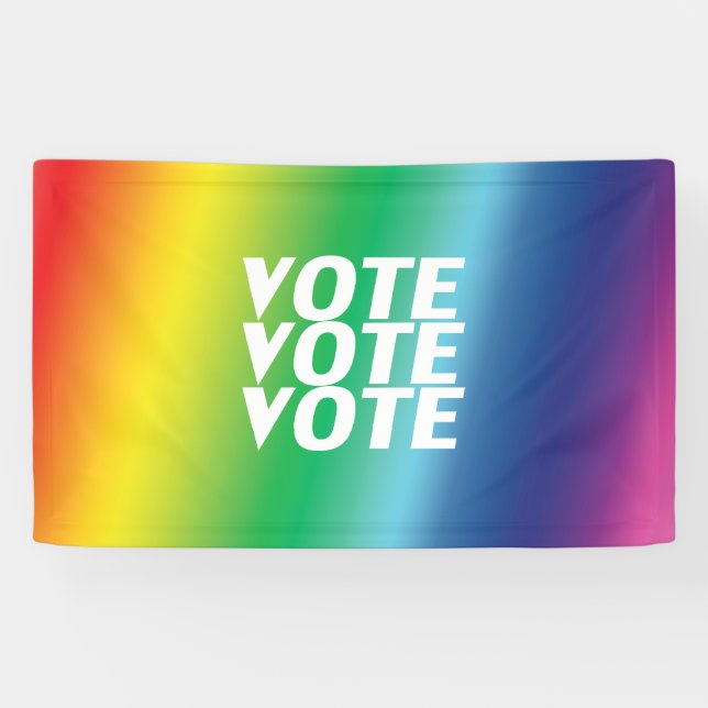 Lona "Votar votar" orgullo blanco lgbtq lgbt arco iris (Horizontal)