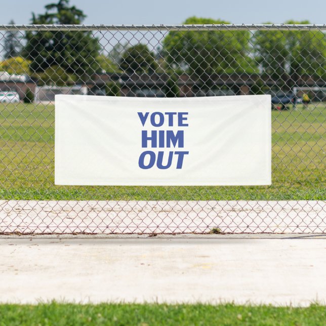 Lona Votarlo fuera tipografía audaz azul blanco (In situ)