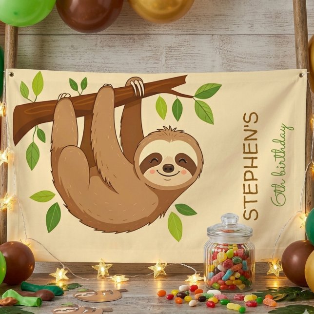 Lona Wanna hang out? sloth kids birthday (Subido por el creador)