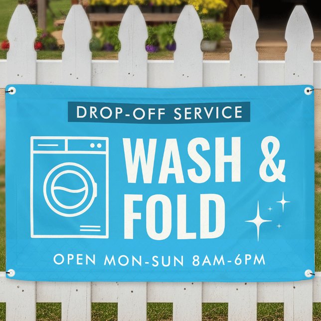 Lona Wash and Fold Service Laundry Dry Cleaners Blue (Subido por el creador)