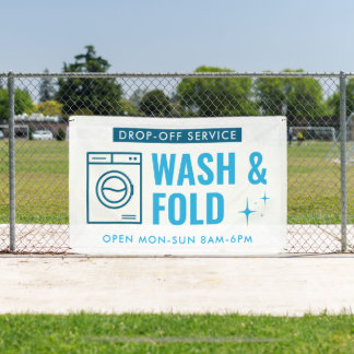 Lona Wash & Fold Service Laundry Dry Cleaner Blue White