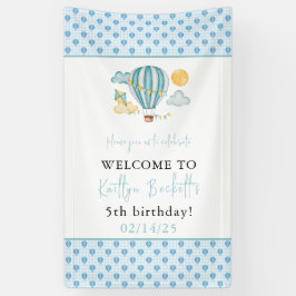 Lona Watercolo Hot Air Balloon Kid 5Cumpleaños Party