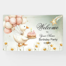 Watercolor Baby White Goose Fiesta de cumpleaños