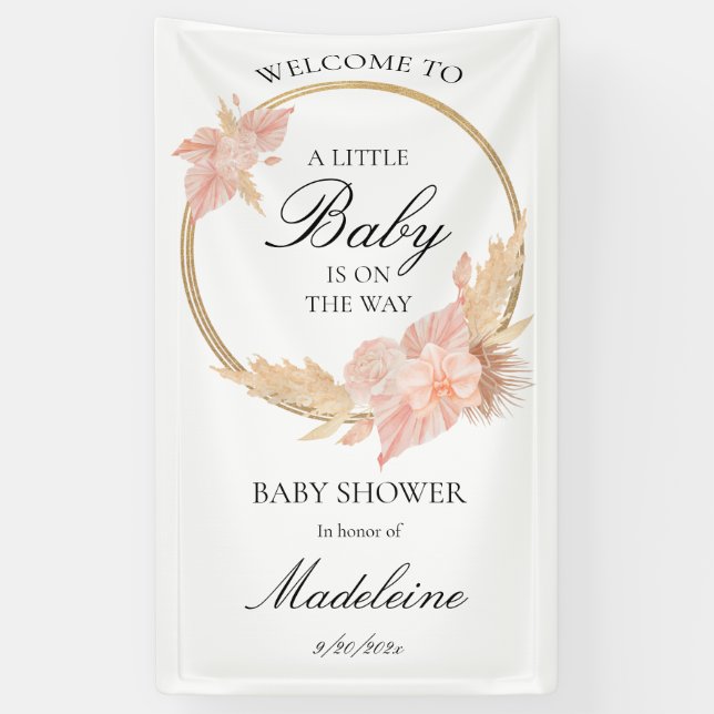 Lona Watercolor Boho Pink Baby Shower (Vertical)