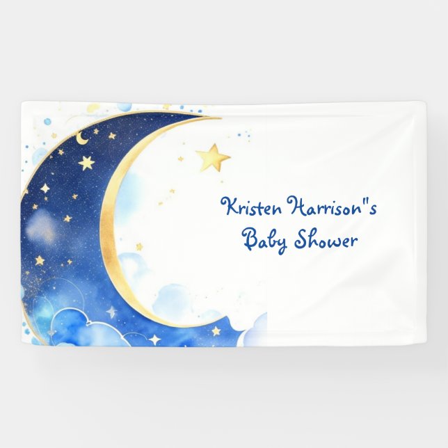 Lona Watercolor Celestial Moon and Stars Baby Shower (Horizontal)