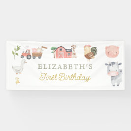 Lona Watercolor Cute Farm Animals Barnyard Birthday