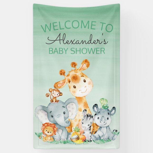 Lona Watercolor Cute Safari Jungle Baby Shower (Vertical)