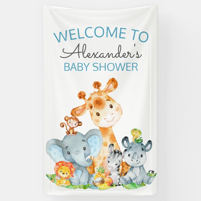 Lona Watercolor Cute Safari Jungle Baby Shower (Vertical)