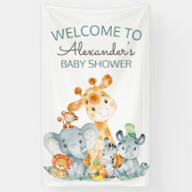 Watercolor Cute Safari Jungle Baby Shower