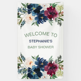 Lona Watercolor de la Marina de Borgoña Flores Baby Sho