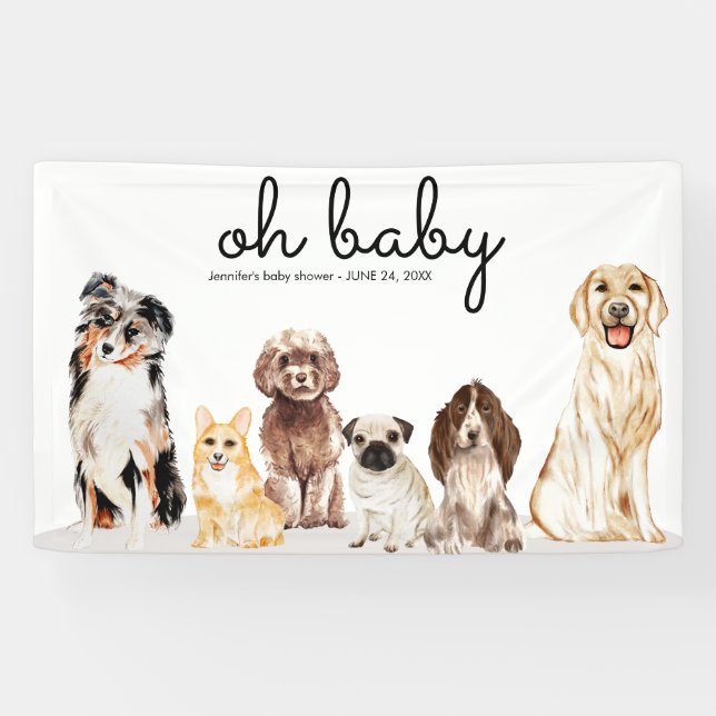 Lona Watercolor Dog Oh Baby Shower Party (Horizontal)