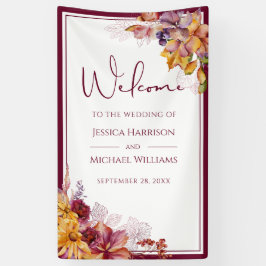 Lona Watercolor Elegante Floral Caída Burgundy Boda