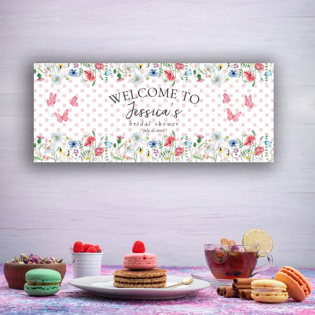 Lona Watercolor Flores silvestres mariposas Ducha de no (Subido por el creador)