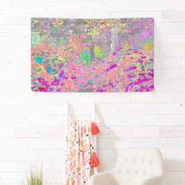 Lona Watercolor Garden Sunrise con flores moradas