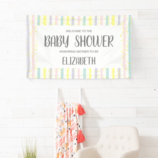Lona Watercolor Pastel Stripes Baby Shower (In situ)
