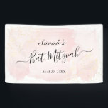Lona Watercolor Rosa x Gold Bat Mitzvah<br><div class="desc">Esta moda y elegante banner presenta un fondo blanco con pinceladas de pincel rosado en acuarela y manchas de oro falsas. Personalízalo para tus necesidades. Puedes encontrar más productos a juego en mi tienda.</div>