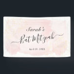 Lona Watercolor Rosa x Gold Bat Mitzvah<br><div class="desc">Esta moda y elegante banner presenta un fondo blanco con pinceladas de pincel rosado en acuarela y manchas de oro falsas. Personalízalo para tus necesidades. Puedes encontrar más productos a juego en mi tienda.</div>