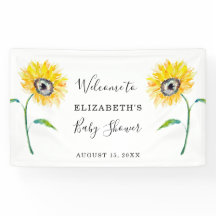 Watercolor Sunflower Baby Shower Bienvenida Simple