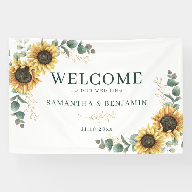 Lona Watercolor Sunflower Greenery Wedding (Horizontal)