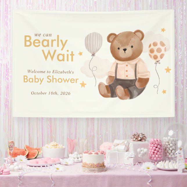 Lona Watercolor Teddy Bear Baby Shower (Fiesta)