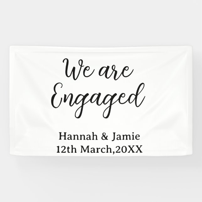 Lona We are Engaged couple name date calligraphystylish (Horizontal)