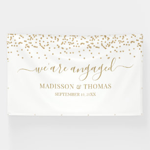 Lona We are Engaged gold and white backdrop