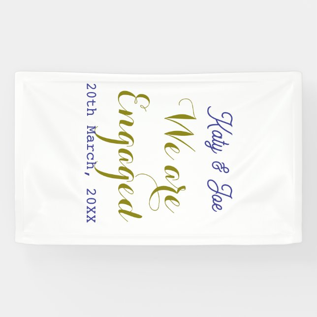 Lona We are Engaged purple gold name date elegant simpl (Horizontal)