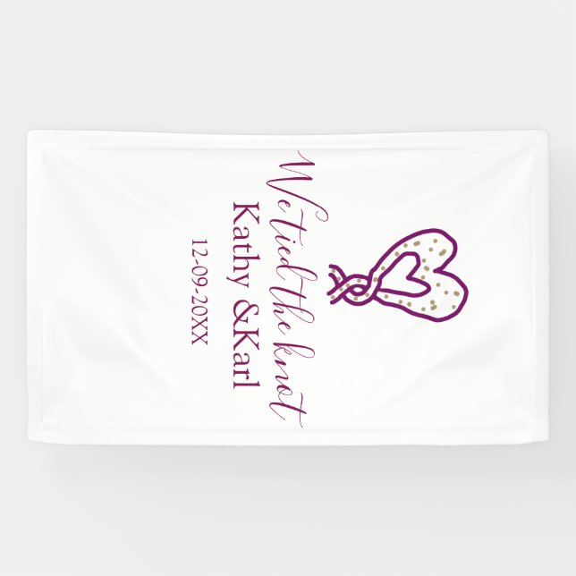 Lona We tied the knot pink heart knots name date romant (Horizontal)