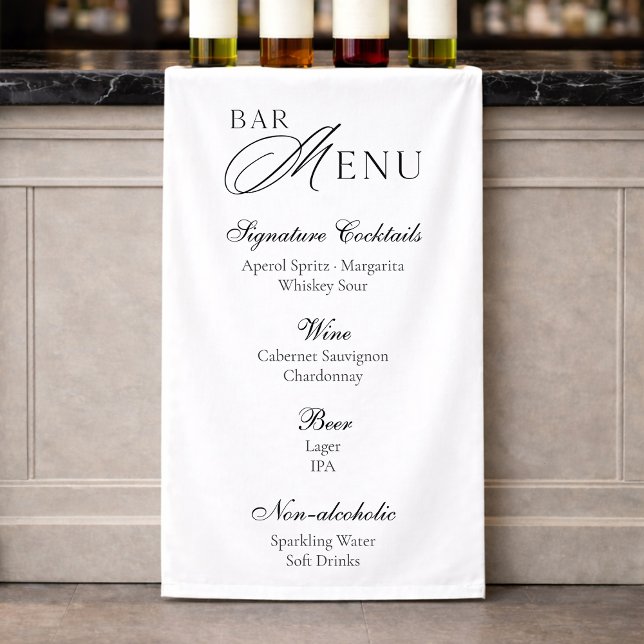 Lona Wedding Bar Menu | Modern Black & White Sign (Subido por el creador)