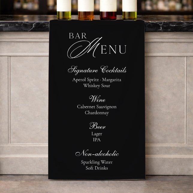Lona Wedding Bar Menu | Modern Black & White Sign (Subido por el creador)
