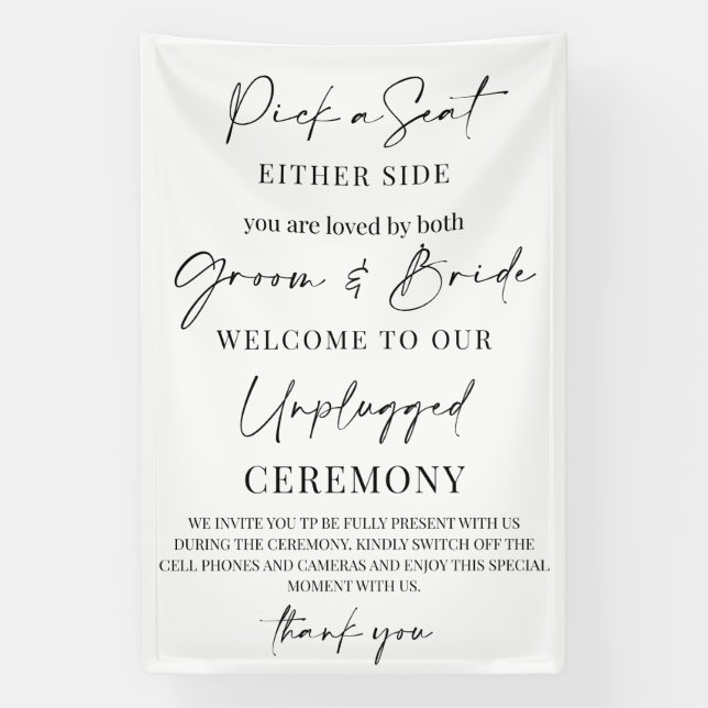 Lona Wedding Sign – Pick a Seat, Not a Side | Unplugged (Vertical)