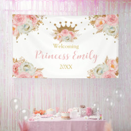 Lona Welcome Baby Princess Floral pink backdrop