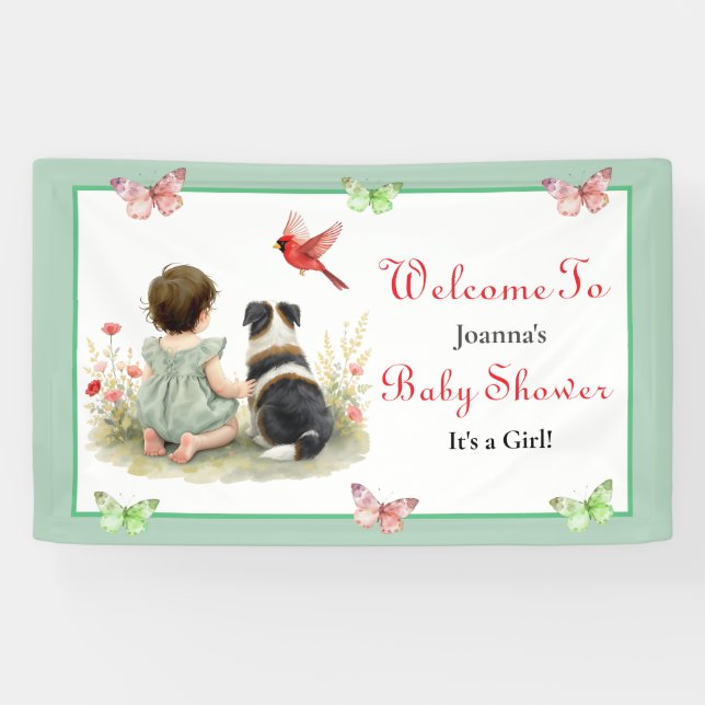 Lona Welcome Baby Shower | Baby and Puppy Dog (Horizontal)