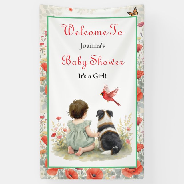 Lona Welcome Baby Shower | Baby and Puppy Dog (Vertical)